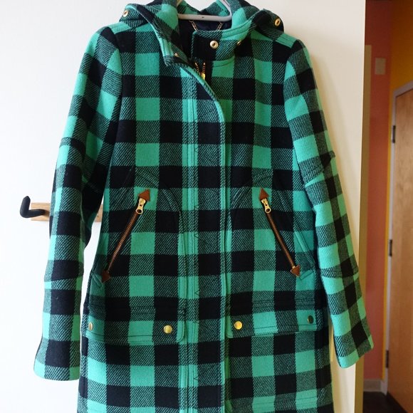 J.Crew Chateau parka buffalo check stadium-cloth wool coat XS 0 XSmall XXS 00 - Picture 16 of 16